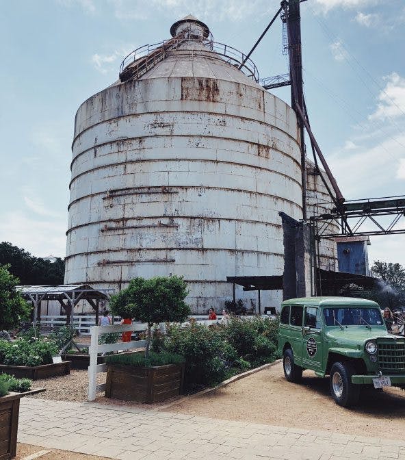 Old silo with an old truck