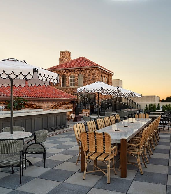 Bertie's rooftop community table